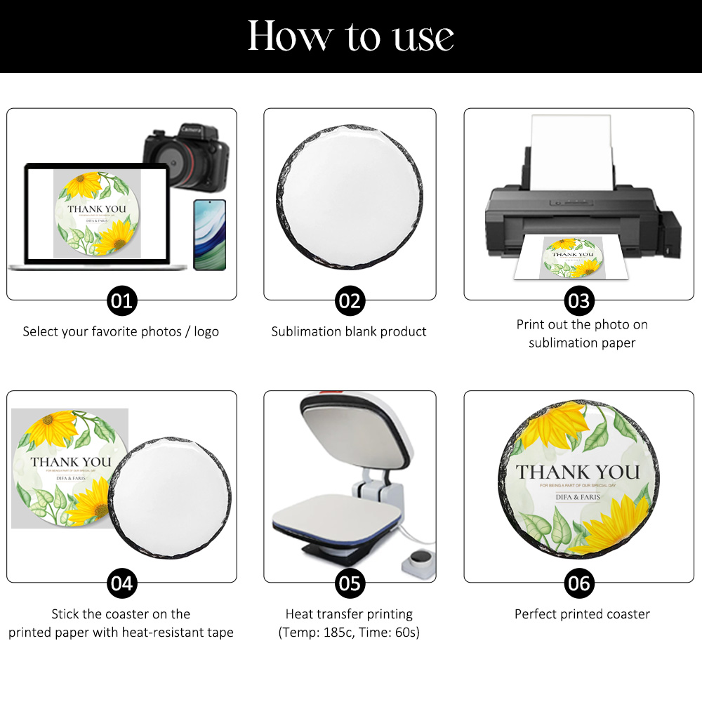 Blank Sublimation Rock Painting Coaster - Heat Transfer Printable Stone Coaster, Customizable Rock Photo Frame Drink Coaster | Heat-Transfer Ready Rock Cup Mat for Home/Bar