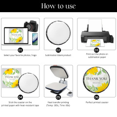 Blank Sublimation Rock Painting Coaster - Heat Transfer Printable Stone-Like Coaster, Customizable Rock Photo Frame Drink Coaster | Heat-Transfer Ready Stone-Patterned Cup Mat for Home/Bar