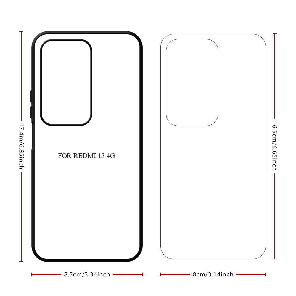 New Arrival Sublimation Blank 2D TPU Phone Case for Redmi 15 4G/5G, Redmi 15C DIY Phone Cover with Aluminum Sheet