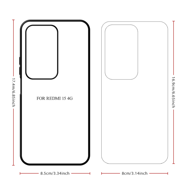 New Arrival Sublimation Blank 2D TPU Phone Case for Redmi 15 4G/5G, Redmi 15C DIY Phone Cover with Aluminum Sheet