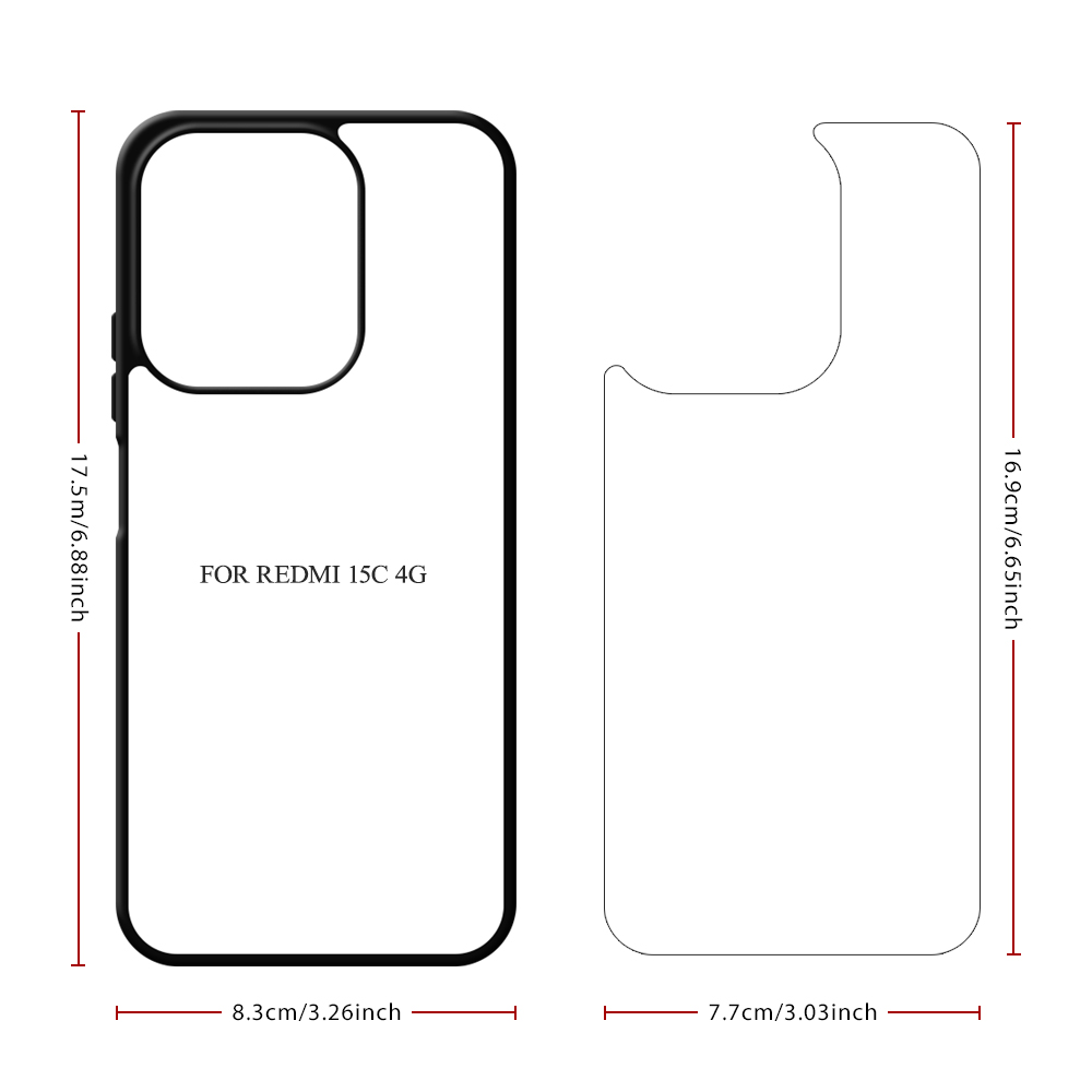 New Arrival Sublimation Blank 2D TPU Phone Case for Redmi 15 4G/5G, Redmi 15C DIY Phone Cover with Aluminum Sheet