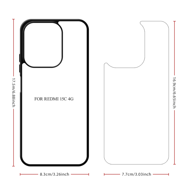 New Arrival Sublimation Blank 2D TPU Phone Case for Redmi 15 4G/5G, Redmi 15C DIY Phone Cover with Aluminum Sheet