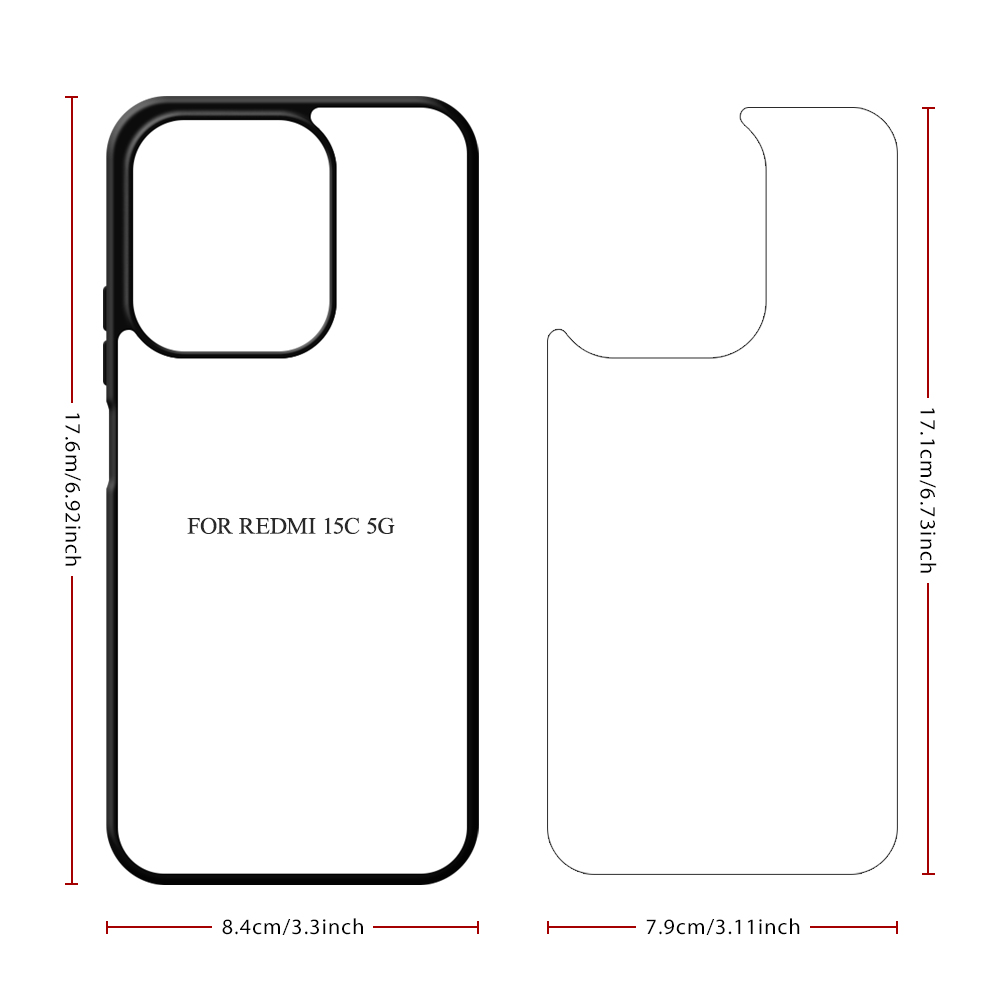 New Arrival Sublimation Blank 2D TPU Phone Case for Redmi 15 4G/5G, Redmi 15C DIY Phone Cover with Aluminum Sheet