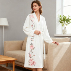 Blank Sublimation Lightweight Milk Silk Robe - 200g Fabric (40D 90% Polyester + 10% Spandex), Sublimation & Heat Transfer Printable | Customizable Soft Milk Silk Loungewear Sleep Robe