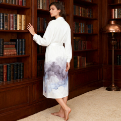 Blank Sublimation Lightweight Milk Silk Robe - 200g Fabric (40D 90% Polyester + 10% Spandex), Sublimation & Heat Transfer Printable | Customizable Soft Milk Silk Loungewear Sleep Robe
