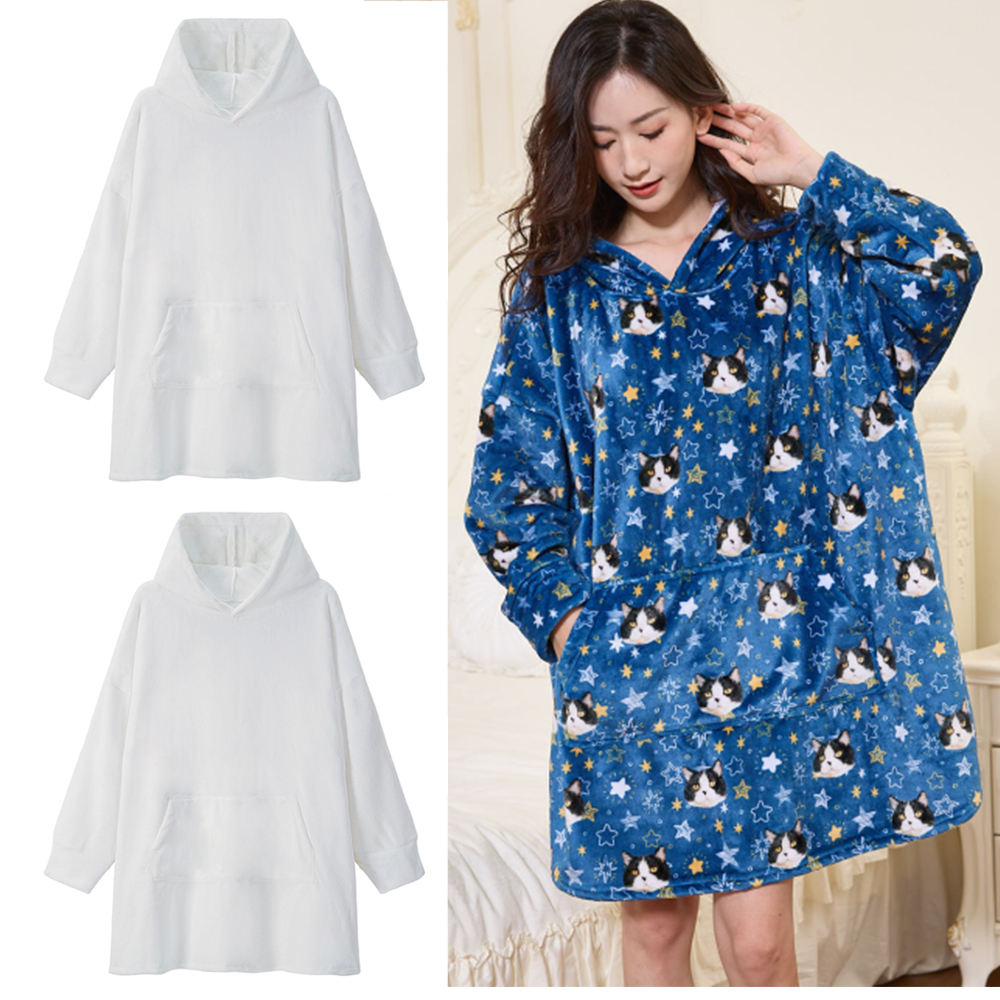 Blank Sublimation Blanket Fleece Robe - Heat Transfer Printable Loungewear with Double-Sided Flannel/Crystal Velvet-Lambswool Options | Kids & Adult Sizes Soft Sleep Robe for Custom Designs