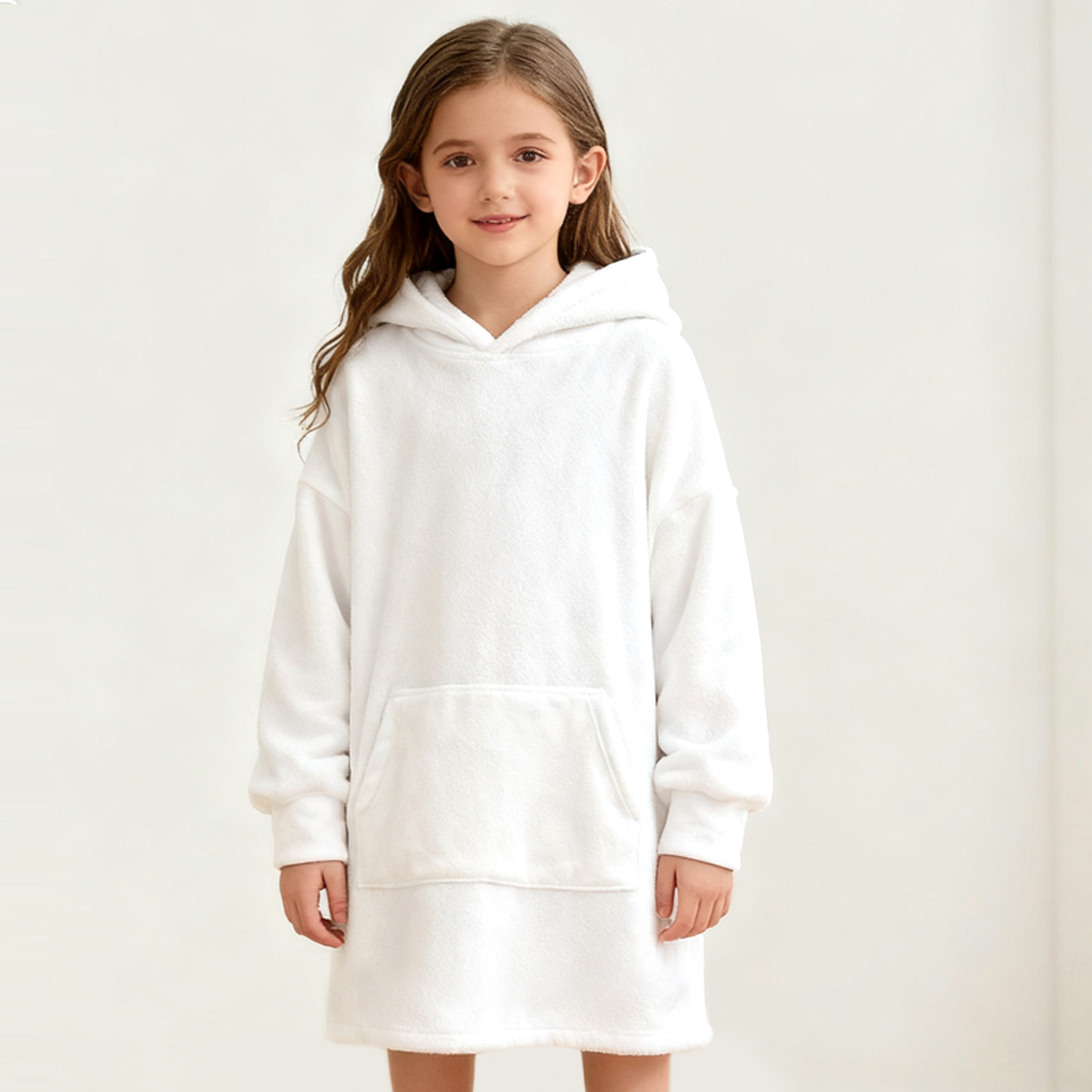 Blank Sublimation Blanket Fleece Robe - Heat Transfer Printable Loungewear with Double-Sided Flannel/Crystal Velvet-Lambswool Options | Kids & Adult Sizes Soft Sleep Robe for Custom Designs