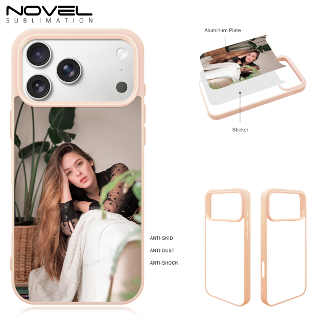 New 2D Sublimation TPU Colorful Phone Case with Inside Black Flocking for iPhone 17, 16,15,14 Series DIY Shell with Aluminum Sheet