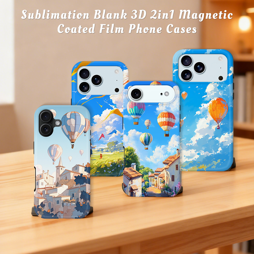 Sublimation 3D 2in1 Film Magsafe Coated Phone Case for iPhone 17,16,15,14,13 Series Support Wireless Charging
