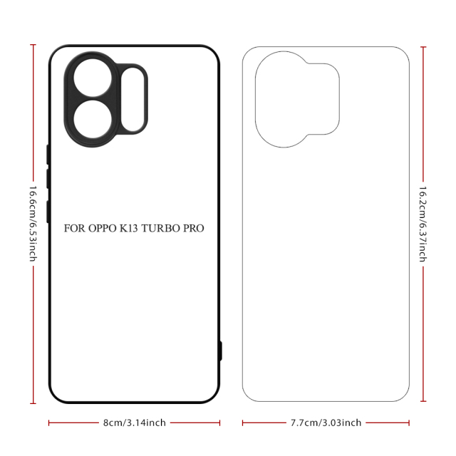 Smooth Sides!!! For Oppo K13 Turbo Pro Sublimation Blank 2D TPU Phone Case With Aluminum Insert