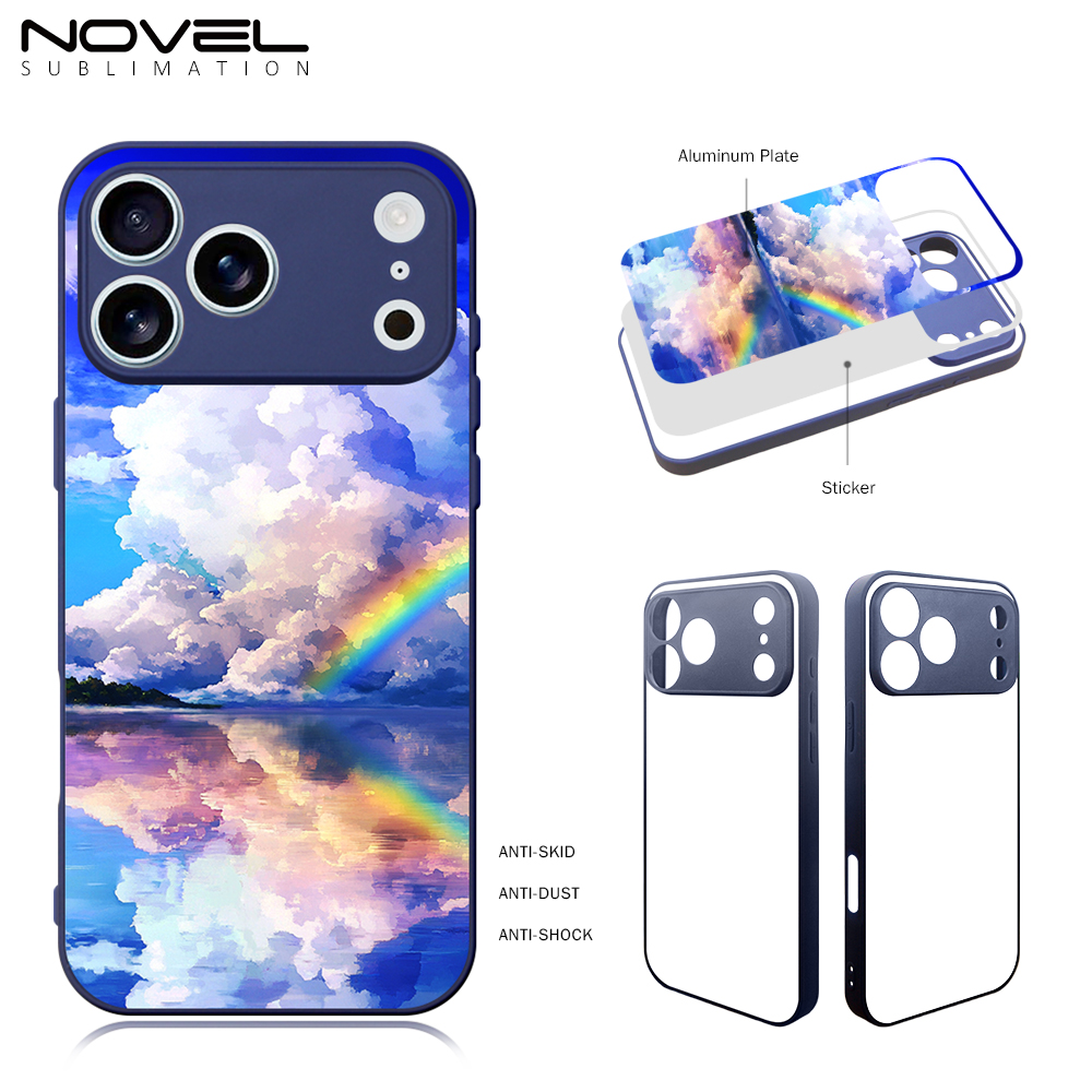 For iPhone 17/16/15/14 Series Sublimation Blank Colorful 2D TPU Rubber Phone Case With Aluminum Sheet fine hole