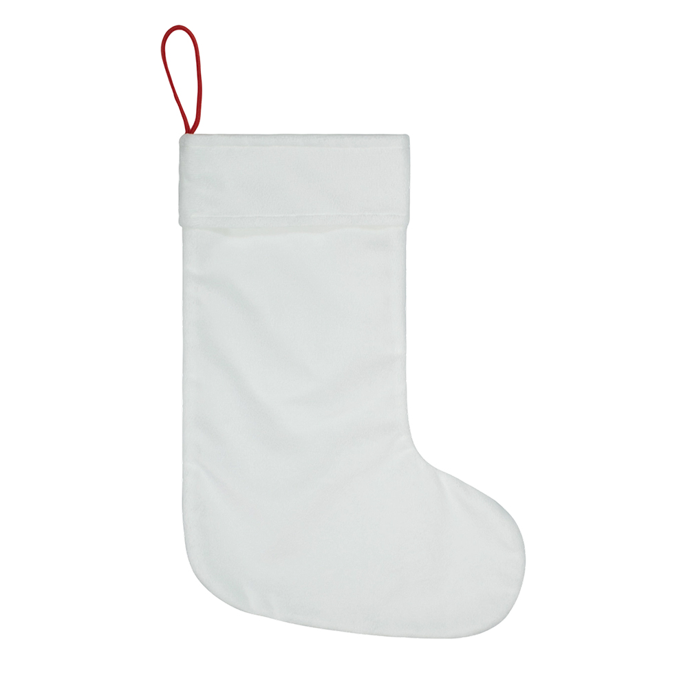 Sublimation Xmas Velvet Christmas Socks with Hanging Ornaments Crystaline Velvet and Linen Blank Xmas Stocking For Christmas Decoration