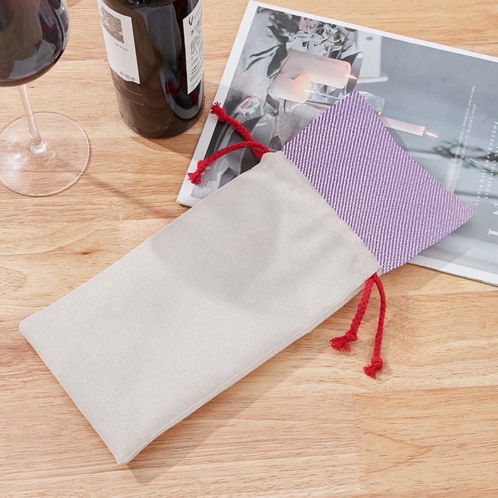 Colorful Eco Friendly Custom Logo Single Bottle Wine Packaging Burlap cotton Jute Christmas Linen Wine Bag Wine Drawstring Bag 13 Colors to Choose