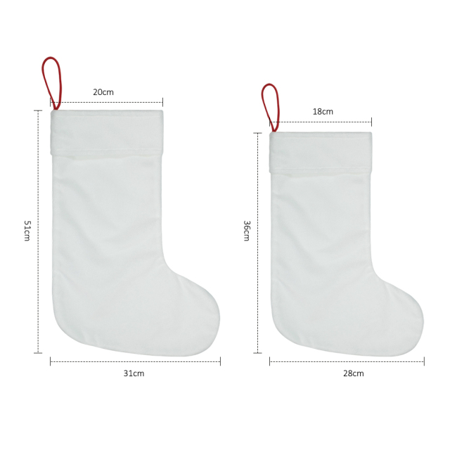 Sublimation Xmas Velvet Christmas Socks with Hanging Ornaments Crystaline Velvet and Linen Blank Xmas Stocking For Christmas Decoration