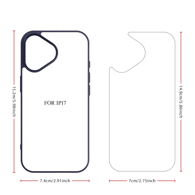 New 2D Sublimation TPU Colorful Phone Case with Inside Black Flocking for iPhone 17, 16,15,14 Series DIY Shell with Aluminum Sheet