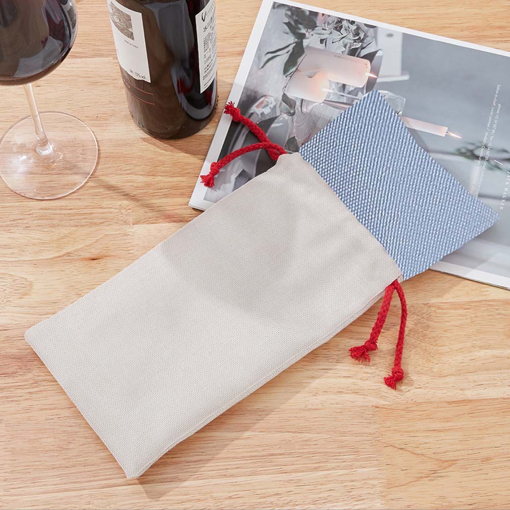 Colorful Eco Friendly Custom Logo Single Bottle Wine Packaging Burlap cotton Jute Christmas Linen Wine Bag Wine Drawstring Bag 13 Colors to Choose