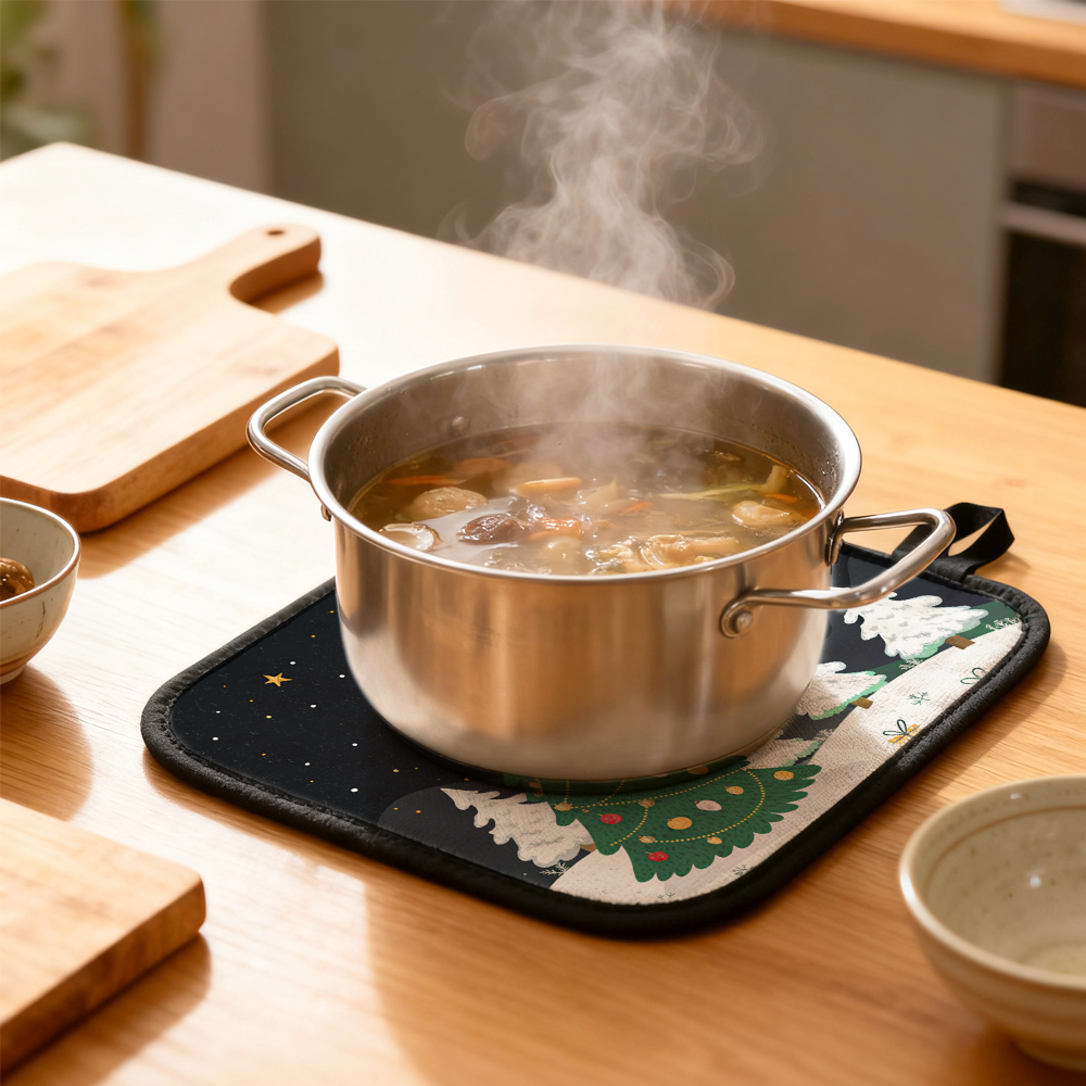 Sublimation Colorful Edge Blank Pod Pad Heat Resistant Linen Pot Pad Sublimation Pot Mat Heat Press