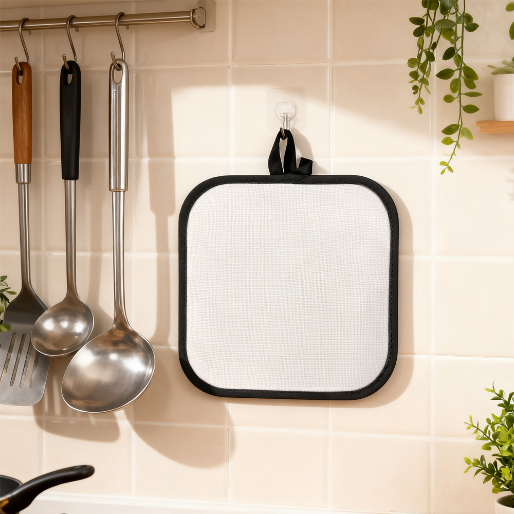 Sublimation Colorful Edge Blank Pod Pad Heat Resistant Linen Pot Pad Sublimation Pot Mat Heat Press