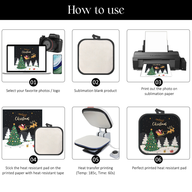 Sublimation Colorful Edge Blank Pod Pad Heat Resistant Linen Pot Pad Sublimation Pot Mat Heat Press