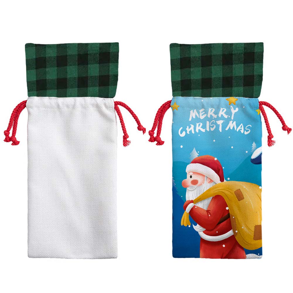 Colorful Eco Friendly Custom Logo Single Bottle Wine Packaging Burlap cotton Jute Christmas Linen Wine Bag Wine Drawstring Bag 13 Colors to Choose