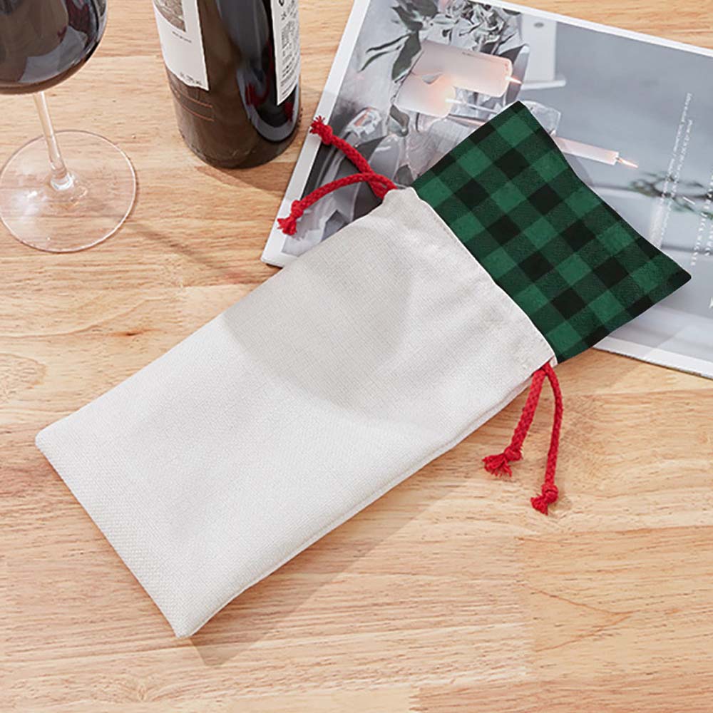 Colorful Eco Friendly Custom Logo Single Bottle Wine Packaging Burlap cotton Jute Christmas Linen Wine Bag Wine Drawstring Bag 13 Colors to Choose