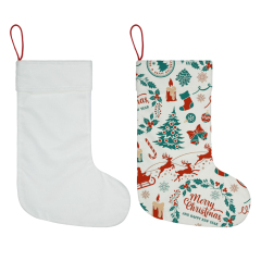 Sublimation Xmas Velvet Christmas Socks with Hanging Ornaments Crystaline Velvet and Linen Blank Xmas Stocking For Christmas Decoration