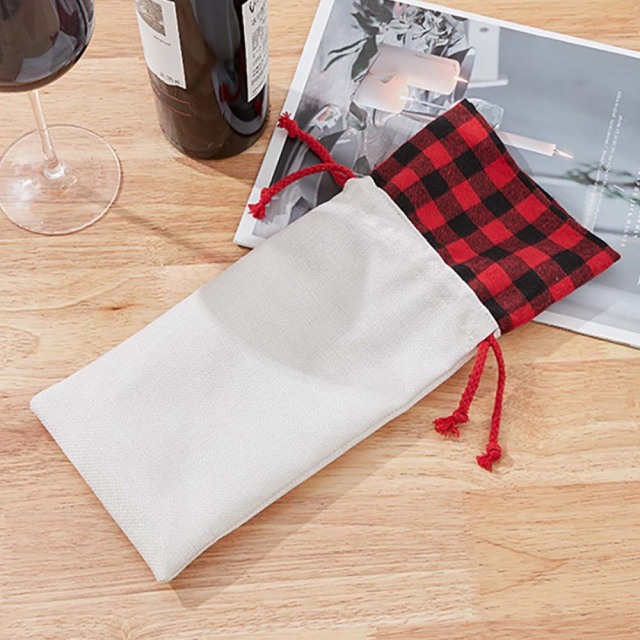 Colorful Eco Friendly Custom Logo Single Bottle Wine Packaging Burlap cotton Jute Christmas Linen Wine Bag Wine Drawstring Bag 13 Colors to Choose