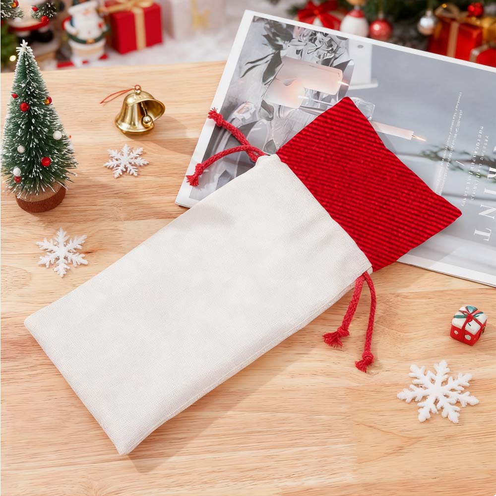 Colorful Eco Friendly Custom Logo Single Bottle Wine Packaging Burlap cotton Jute Christmas Linen Wine Bag Wine Drawstring Bag 13 Colors to Choose