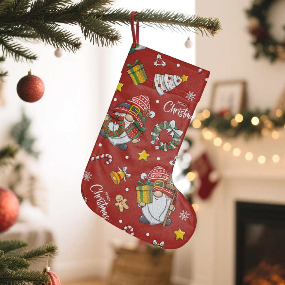 Sublimation Xmas Velvet Christmas Socks with Hanging Ornaments Crystaline Velvet and Linen Blank Xmas Stocking For Christmas Decoration