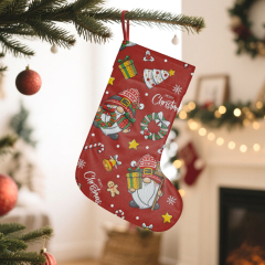 Sublimation Xmas Velvet Christmas Socks with Hanging Ornaments Crystaline Velvet and Linen Blank Xmas Stocking For Christmas Decoration