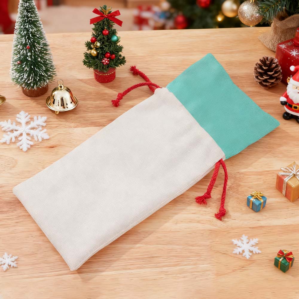 Colorful Eco Friendly Custom Logo Single Bottle Wine Packaging Burlap cotton Jute Christmas Linen Wine Bag Wine Drawstring Bag 13 Colors to Choose