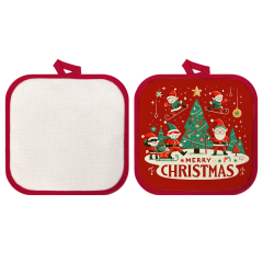 Sublimation Colorful Edge Blank Pod Pad Heat Resistant Linen Pot Pad Sublimation Pot Mat Heat Press