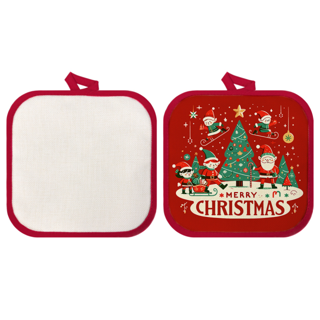 Sublimation Colorful Edge Blank Pod Pad Heat Resistant Linen Pot Pad Sublimation Pot Mat Heat Press