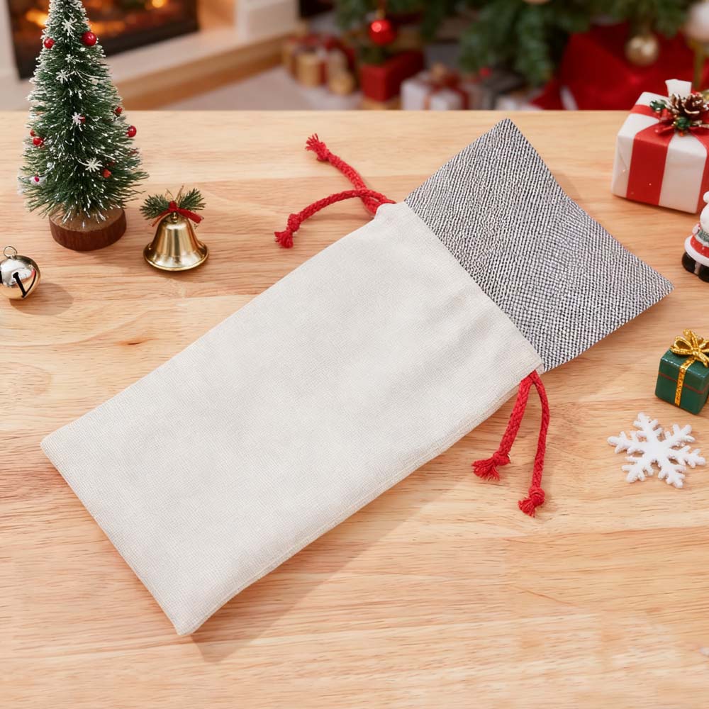 Colorful Eco Friendly Custom Logo Single Bottle Wine Packaging Burlap cotton Jute Christmas Linen Wine Bag Wine Drawstring Bag 13 Colors to Choose