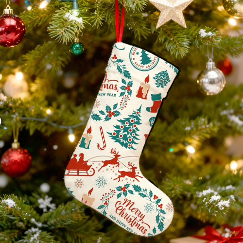 Sublimation Xmas Velvet Christmas Socks with Hanging Ornaments Crystaline Velvet and Linen Blank Xmas Stocking For Christmas Decoration