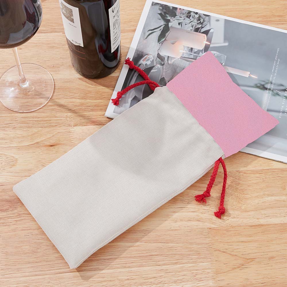 Colorful Eco Friendly Custom Logo Single Bottle Wine Packaging Burlap cotton Jute Christmas Linen Wine Bag Wine Drawstring Bag 13 Colors to Choose