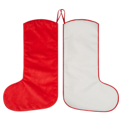 300g Linen Xmas Socks Sublimation Cotton Linen Christmas Stocking with Red Rim, Hemmed Edges, Tree Decoration & Kids' Gift Bag