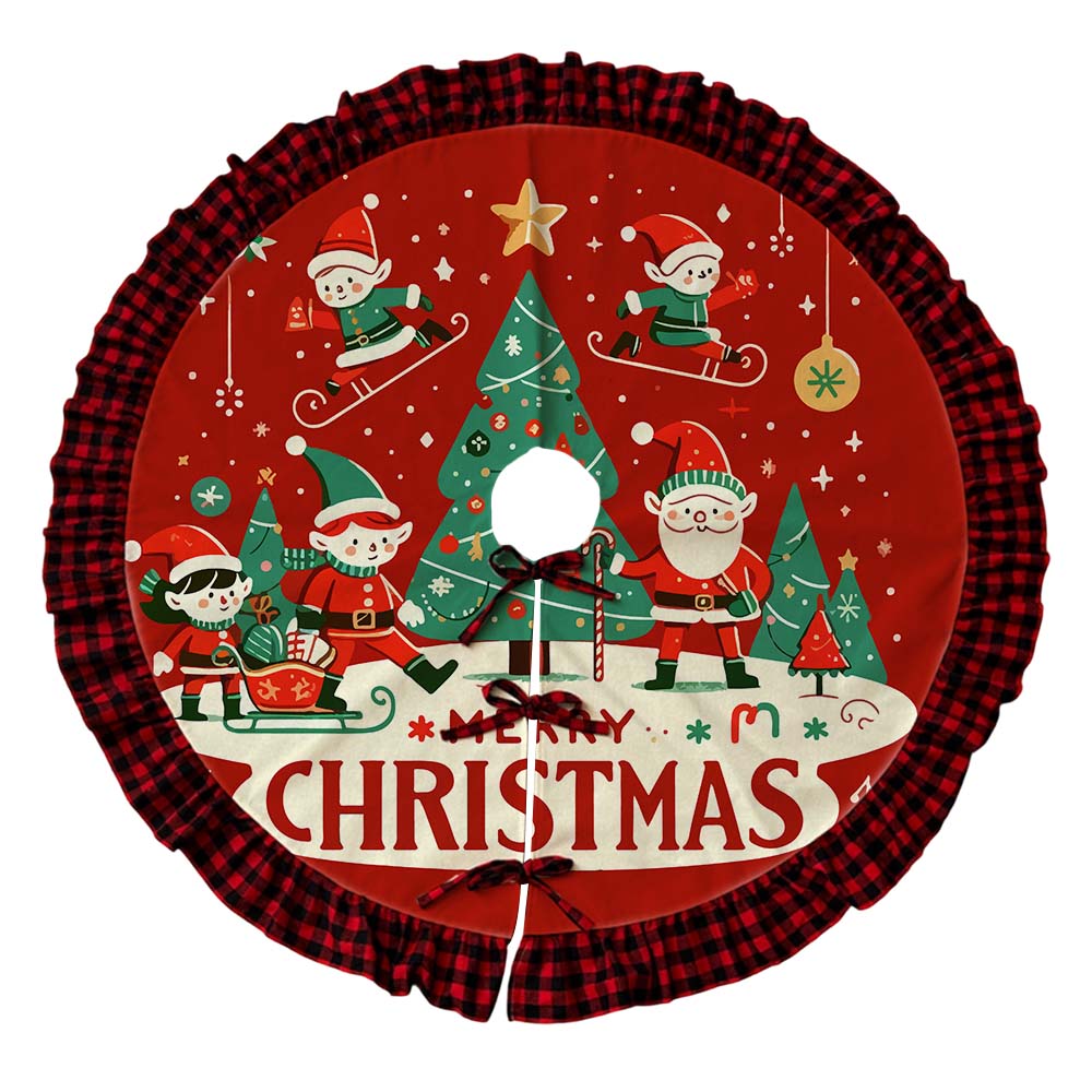 Wholesale Personalized Custom Logo Xmas Christmas Tree Skirt For Christmas Decoration Dye Sublimation Blanks