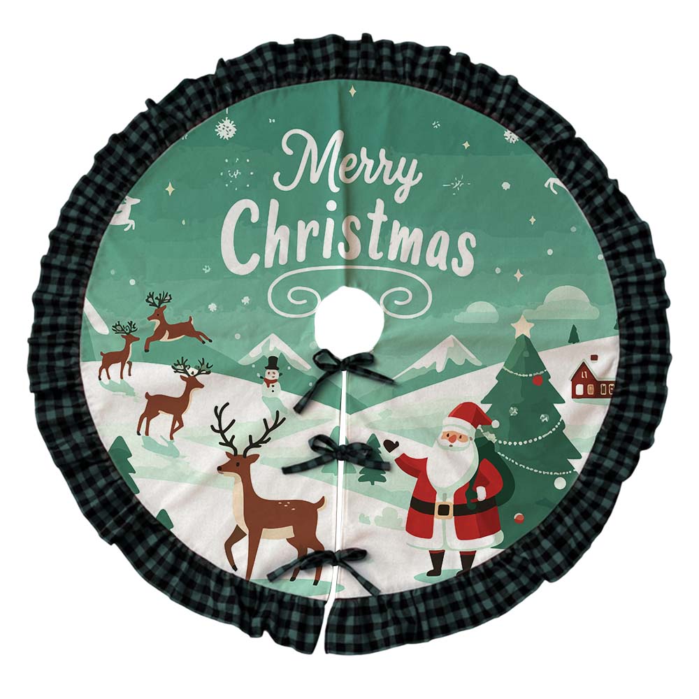 Wholesale Personalized Custom Logo Xmas Christmas Tree Skirt For Christmas Decoration Dye Sublimation Blanks