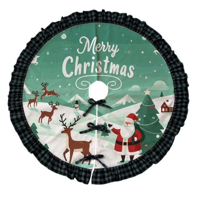 Wholesale Personalized Custom Logo Xmas Christmas Tree Skirt For Christmas Decoration Dye Sublimation Blanks