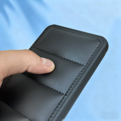 Black PU Wave-Patterned Jacket Phone Case - For Samsung Z Flip 6/5/4/3, Z Fold 6,5,4,3 Series, Quilted Down Jacket Style Phone Cover with Anti-Slip Side