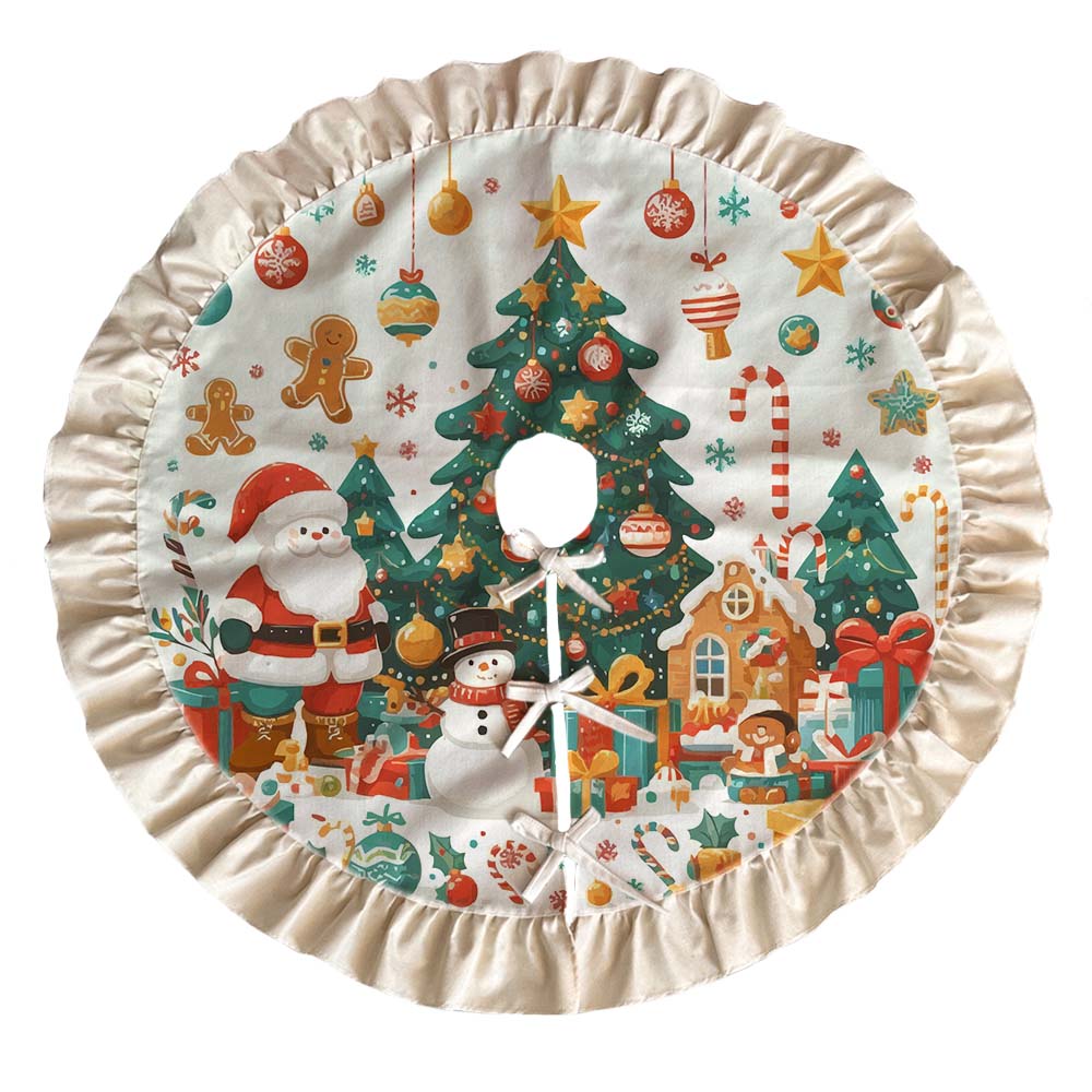 Wholesale Personalized Custom Logo Xmas Christmas Tree Skirt For Christmas Decoration Dye Sublimation Blanks