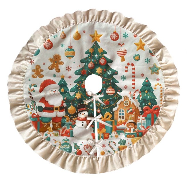 Wholesale Personalized Custom Logo Xmas Christmas Tree Skirt For Christmas Decoration Dye Sublimation Blanks