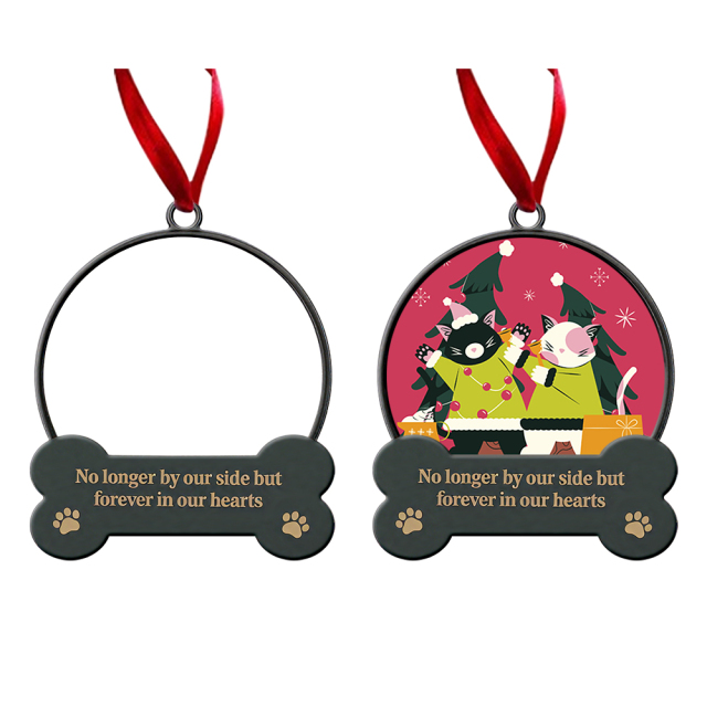 Blank Sublimation Metal Dog Bone Christmas Ornament - Silver Pet Memorial Hanging Decor | Heat-Transfer Ready Holiday Tree Ornament