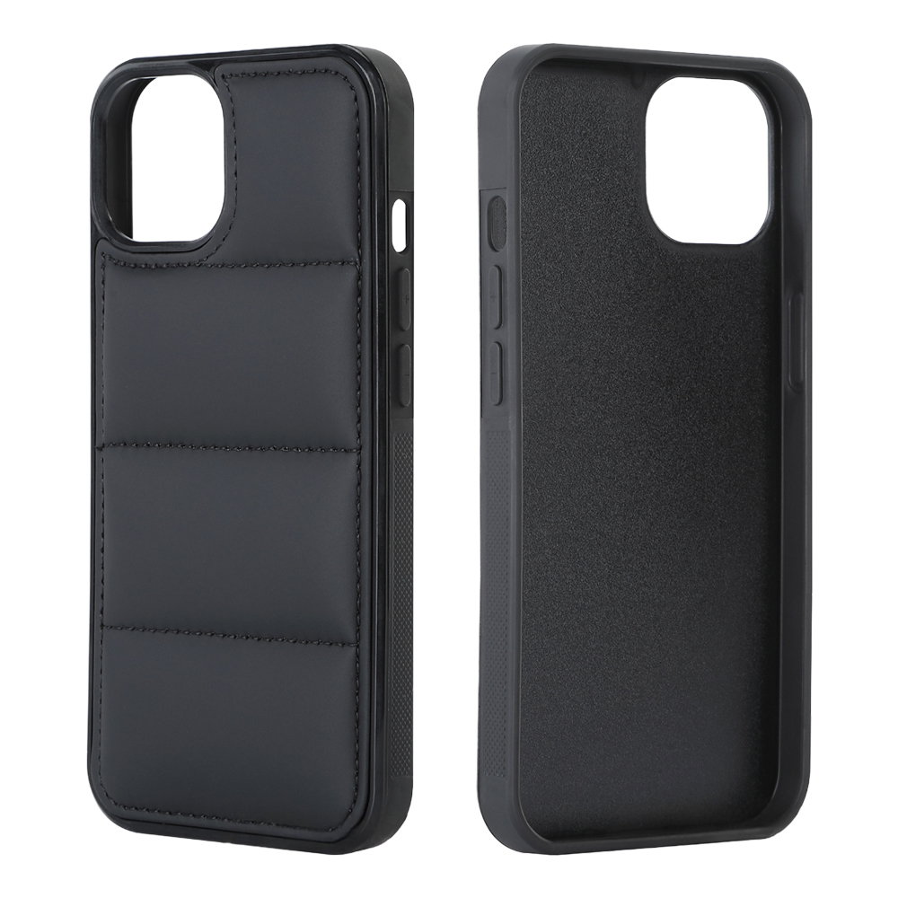 PU Wave-Patterned Padded Down Jacket Phone Case for iPhone 17 Series - 5 Colors (Black/White/Pink/Purple/Green) | Quilted Protective Phone Cover