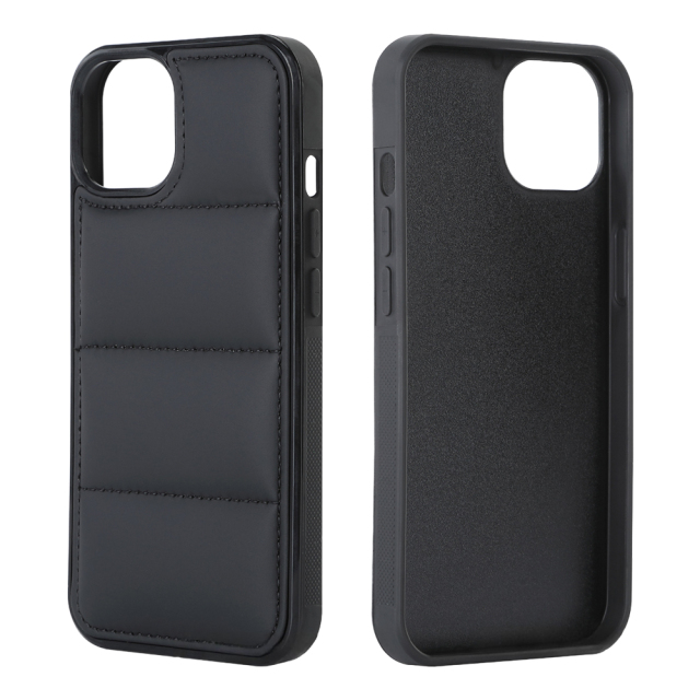 PU Wave-Patterned Padded Down Jacket Phone Case for iPhone 17 Series - 5 Colors (Black/White/Pink/Purple/Green) | Quilted Protective Phone Cover