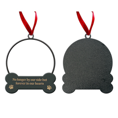Blank Sublimation Metal Dog Bone Christmas Ornament - Silver Pet Memorial Hanging Decor | Heat-Transfer Ready Holiday Tree Ornament