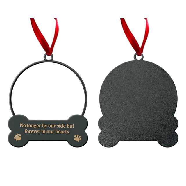 Blank Sublimation Metal Dog Bone Christmas Ornament - Silver Pet Memorial Hanging Decor | Heat-Transfer Ready Holiday Tree Ornament