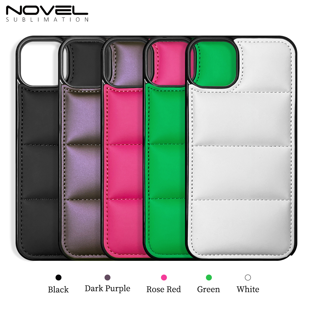 PU Wave-Patterned Padded Down Jacket Phone Case for iPhone 17 Series - 5 Colors (Black/White/Pink/Purple/Green) | Quilted Protective Phone Cover