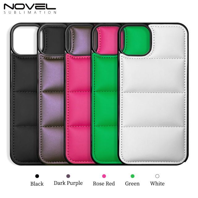 PU Wave-Patterned Padded Down Jacket Phone Case for iPhone 17 Series - 5 Colors (Black/White/Pink/Purple/Green) | Quilted Protective Phone Cover